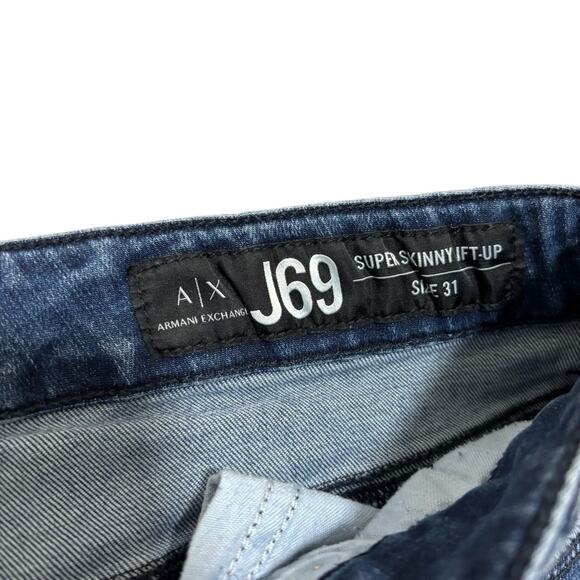 ARMANI EXCHANGE A|X J69 Super Skinny Lift Up Raw Hem Denim Jeans Women's Size 31 - Picture 4 of 6